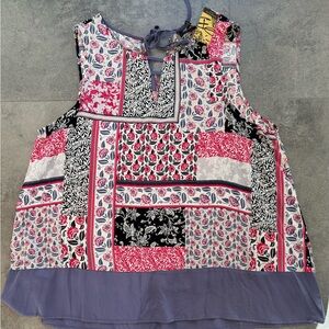 **Summer Clear Out**Suzanne Betro Pink and Red Boxy Blouse